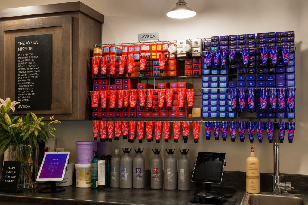 Aveda hair color products at Savoye Salon Spa